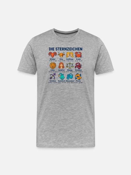 Die Sternzeichen - Männer Premium Bio T-Shirt - Grau meliert