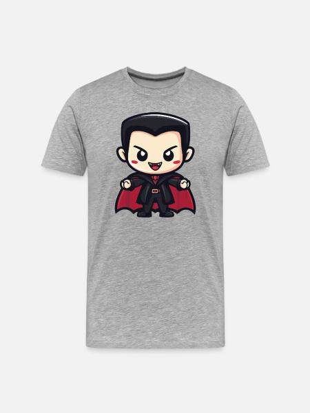 Vampire Halloween Cute Comic - Men's Premium Organic T-Shirt - heather grey