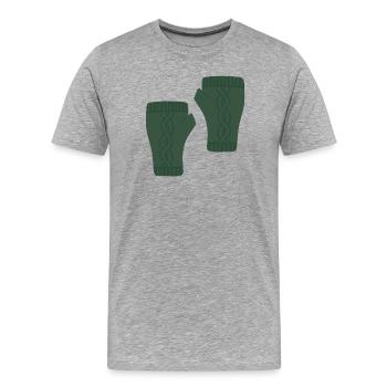 Grüne fingerlose Handschuhe mit Zopfmuster - Männer Premium Bio T-Shirt - Grau meliert - Vorne - Damien (186cm)