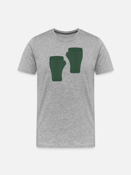 Green Cable Knit Pattern Fingerless Gloves - Men's Premium Organic T-Shirt - heather grey