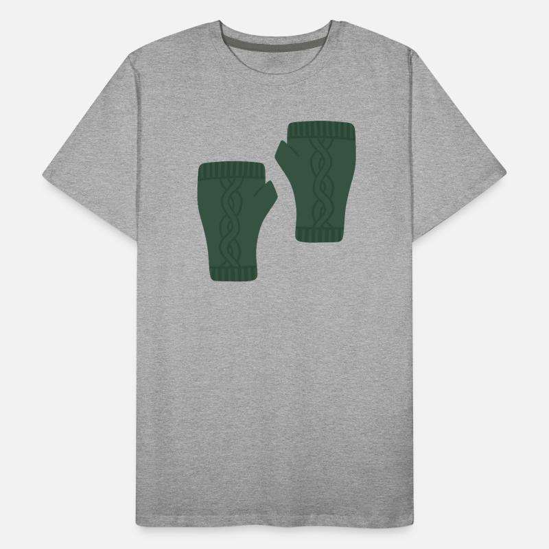 Green Cable Knit Pattern Fingerless Gloves Men's Premium Organic T-Shirt