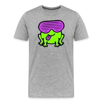 Frosch Party Brille Schlitze Zunge rausstrecken - Männer Premium Bio T-Shirt - Grau meliert - Vorne - Damien (186cm)