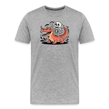 Skelettreiter auf rotem Krokodil - Männer Premium Bio T-Shirt - Grau meliert - Vorne - Damien (186cm)