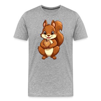 Eichhörnchen im Herbst - Männer Premium Bio T-Shirt - Grau meliert - Vorne - Damien (186cm)