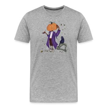 Citrouille fringante en manteau violet - T-shirt bio Premium Homme - gris chiné - Devant - Damien (186cm)