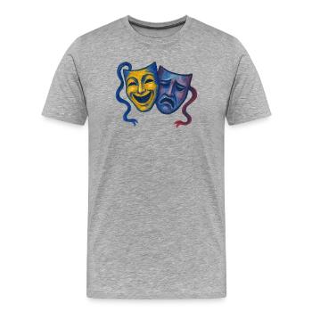 Theater maskiert Freude und Trauer - Männer Premium Bio T-Shirt - Grau meliert - Vorne - Damien (186cm)