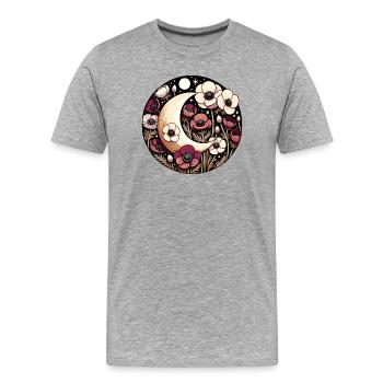 Mondschein-Blüte Rundförmig - Männer Premium Bio T-Shirt - Grau meliert - Vorne - Damien (186cm)
