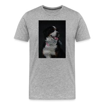 Mosaic Dog with Colorful Necklace - Men's Premium Organic T-Shirt - heather grey - Front - Damien (186cm)