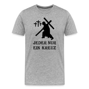 LE PETIT PARRAIN - Chacun seulement une croix - T-shirt bio Premium Homme - gris chiné - Devant - Damien (186cm)