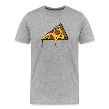Illustration de tranche de pizza au pepperoni fondant - T-shirt bio Premium Homme - gris chiné - Devant - Damien (186cm)