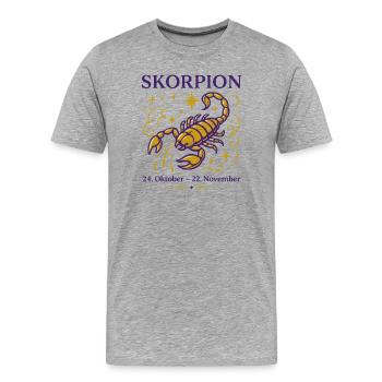 Sternzeichen Skorpion - Männer Premium Bio T-Shirt - Grau meliert - Vorne - Damien (186cm)