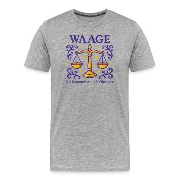 Sternzeichen Waage - Männer Premium Bio T-Shirt - Grau meliert - Vorne - Damien (186cm)