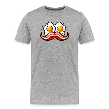 Moustache Œufs Duo Cartoon - T-shirt bio Premium Homme - gris chiné - Devant - Damien (186cm)