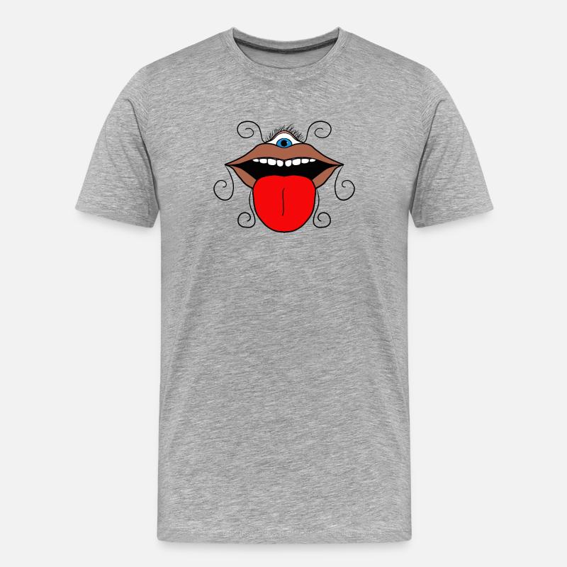 Psychedelischer Mund & Auge - Männer Premium Bio T-Shirt - Grau meliert