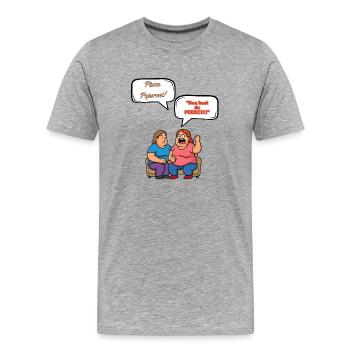 Pizza Peperoni Streit - Männer Premium Bio T-Shirt - Grau meliert - Vorne - Damien (186cm)