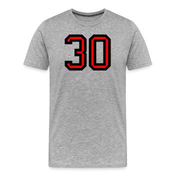 30. 30 YEARS. 30th ANNIVERSARY. 30 YEARS ANNIVERSARY. - Men's Premium Organic T-Shirt - heather grey - Front - Damien (186cm)