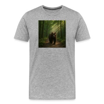 Rayons de soleil Ours dans la forêt - T-shirt bio Premium Homme - gris chiné - Devant - Damien (186cm)