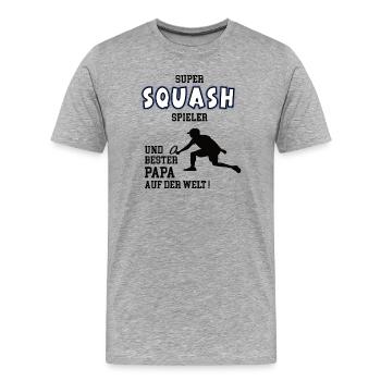 Squash Spieler Squasher Papa Vater Mann - Männer Premium Bio T-Shirt - Grau meliert - Vorne - Damien (186cm)