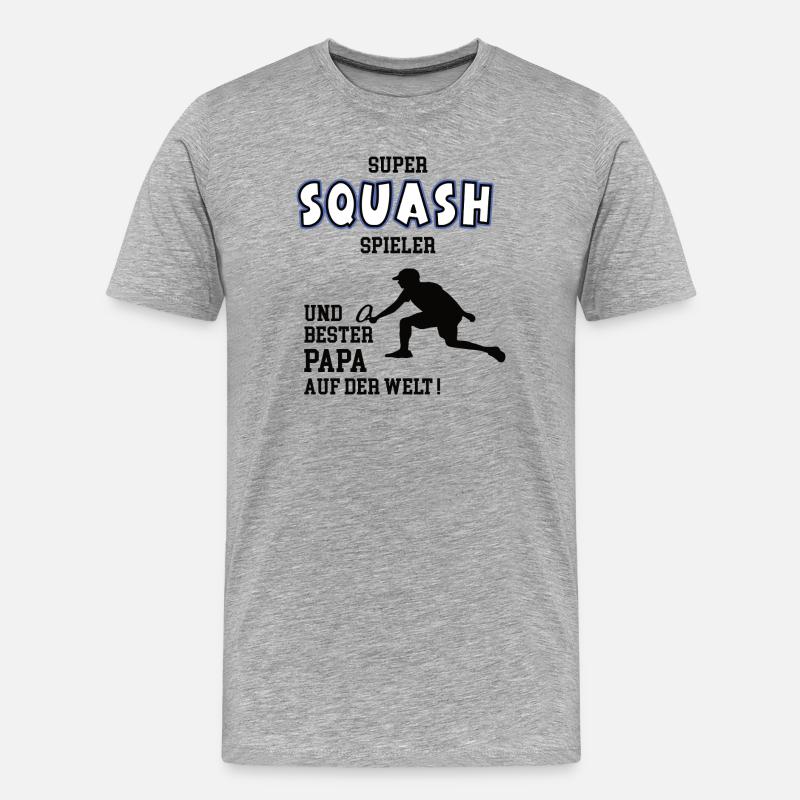 Squash Spieler Squasher Papa Vater Mann - Männer Premium Bio T-Shirt - Grau meliert