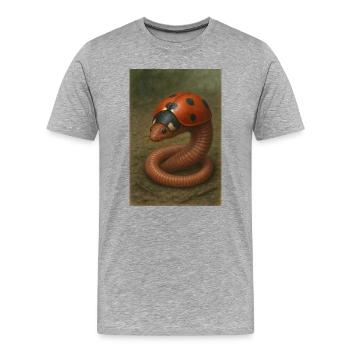 Coccinelle et ver de terre - T-shirt bio Premium Homme - gris chiné - Devant - Damien (186cm)
