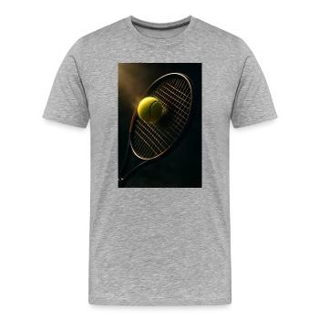 Sports - Tennis, raquette et balle - T-shirt bio Premium Homme - gris chiné - Devant - Damien (186cm)