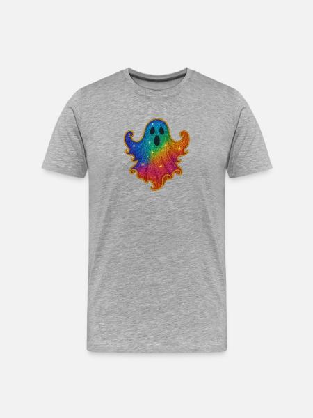Regenbogen Geist Glitzer - Männer Premium Bio T-Shirt - Grau meliert