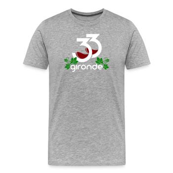 Gironde Vignes 33 Logo - T-shirt bio Premium Homme - gris chiné - Devant - Damien (186cm)