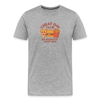 Cheat Day Club – Lustiges Retro Food Design - Männer Premium Bio T-Shirt - Grau meliert - Vorne - Damien (186cm)