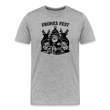 Frohes Fest Weihnachten Kinder Bescherung - Männer Premium Bio T-Shirt - Grau meliert - Vorne - Damien (186cm)