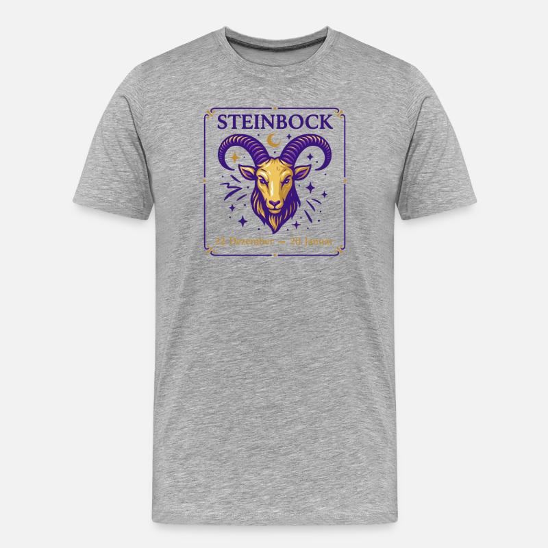 Sternzeichen Steinbock - Männer Premium Bio T-Shirt - Grau meliert