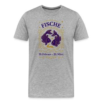 Sternzeichen Fische - Männer Premium Bio T-Shirt - Grau meliert - Vorne - Damien (186cm)