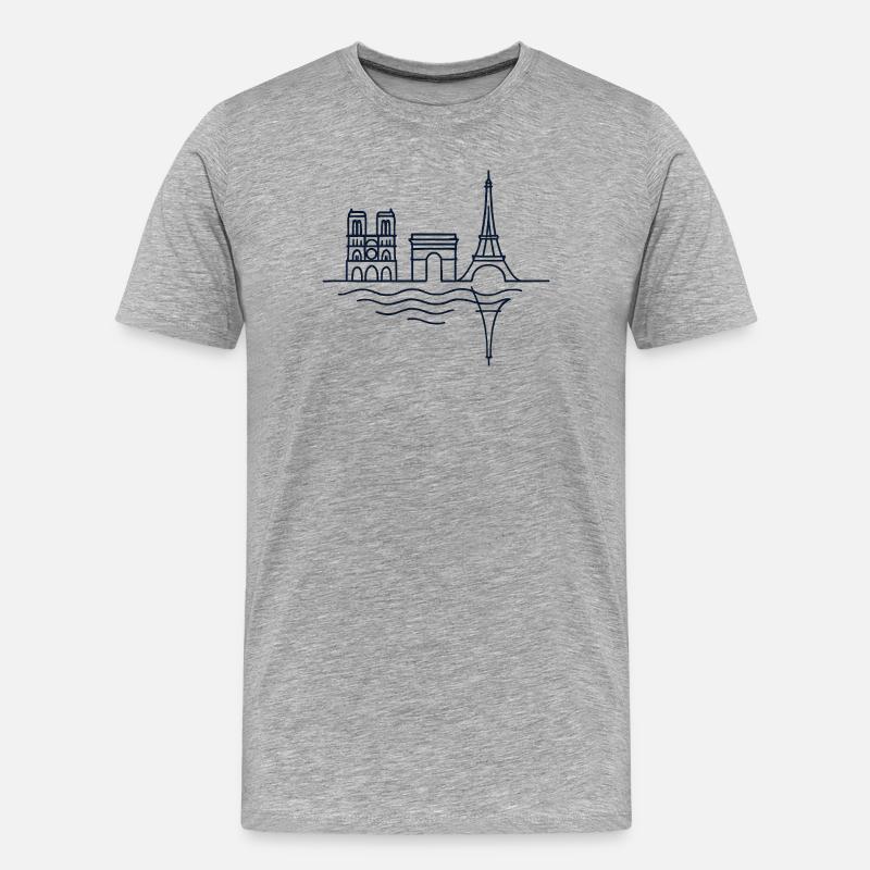 Lignes Parisiennes: Tour Eiffel et Arc de Triomphe - T-shirt bio Premium Homme - gris chiné