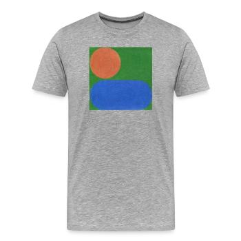 Orange Kreis und Blaues Rechteck - Männer Premium Bio T-Shirt - Grau meliert - Vorne - Damien (186cm)