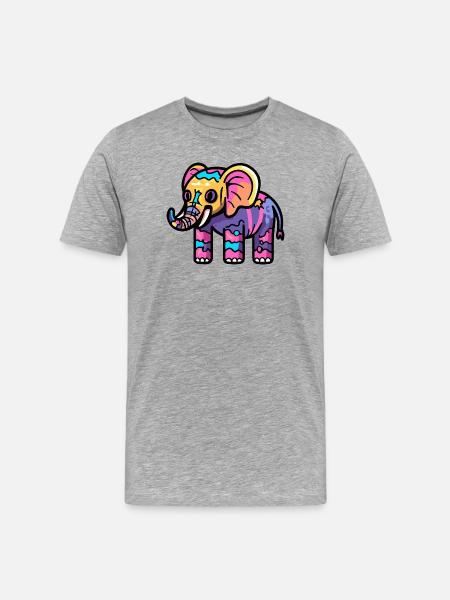 Éléphant Halloween Zombie - T-shirt bio Premium Homme - gris chiné