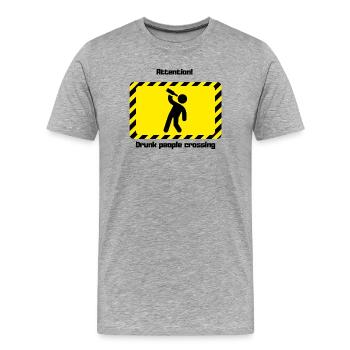 Warnhinweis Betrunkene Leute Hammer Silhouette - Männer Premium Bio T-Shirt - Grau meliert - Vorne - Damien (186cm)