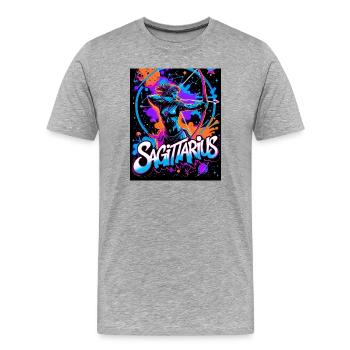 Sagittaire - T-shirt bio Premium Homme - gris chiné - Devant - Damien (186cm)