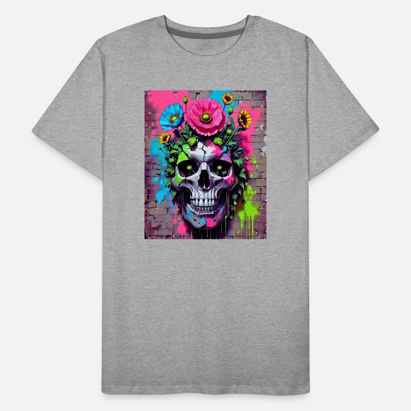 fleurs de crâne T-shirt bio Premium Homme