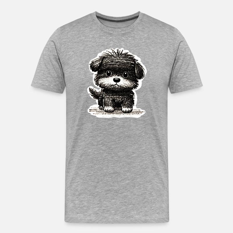 Wuscheliges Hündchen (Grau) - Männer Premium Bio T-Shirt - Grau meliert