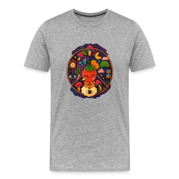 Strawberry Haze - Men's Premium Organic T-Shirt - heather grey - Front - Damien (186cm)