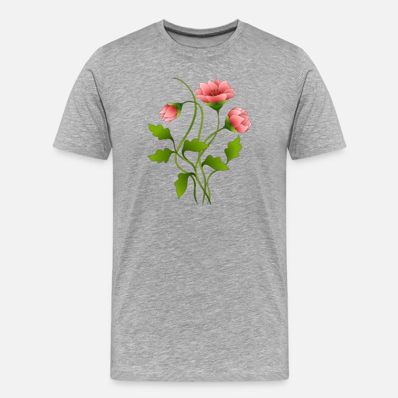 Blumen - Männer Premium Bio T-Shirt - Grau meliert