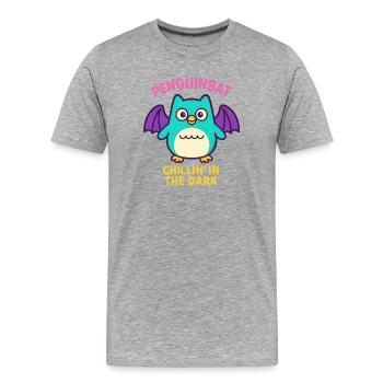 Penguinbat - Chillin' in the Dark - Men's Premium Organic T-Shirt - heather grey - Front - Damien (186cm)