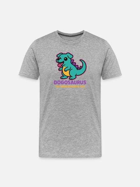 Dogosaurus - The Barkasaurus Rex - Männer Premium Bio T-Shirt - Grau meliert