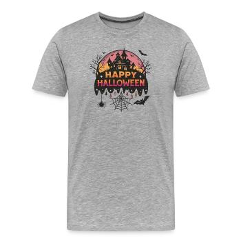 Haunted Castle Halloween - Men's Premium Organic T-Shirt - heather grey - Front - Damien (186cm)