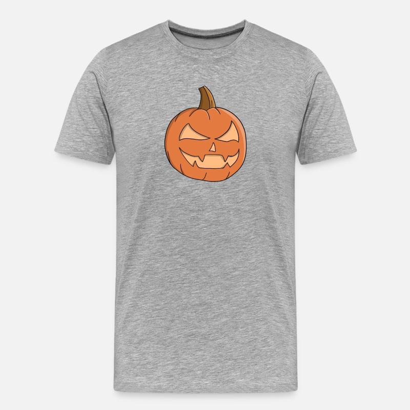 Mitternächtliches Jack-O-Lantern-Grinsen - Männer Premium Bio T-Shirt - Grau meliert