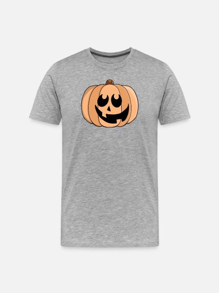 Playful Pumpkin Grin - Men's Premium Organic T-Shirt - heather grey