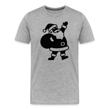 Silhouette du Père Noël avec sac - T-shirt bio Premium Homme - gris chiné - Devant - Damien (186cm)