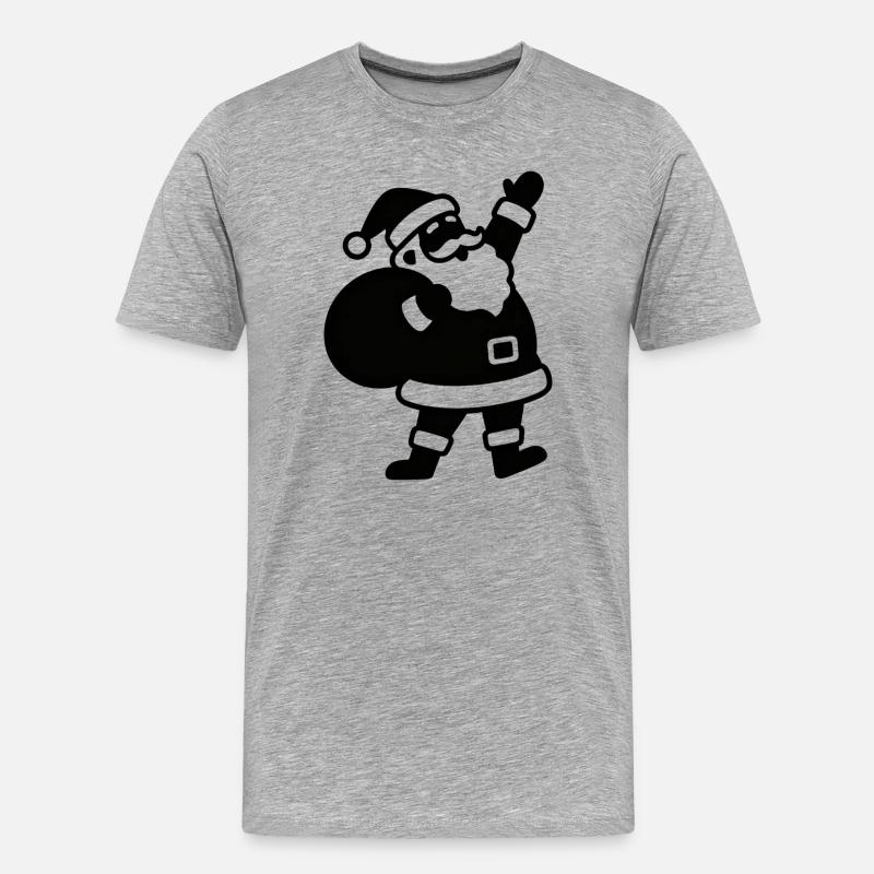 Weihnachtsmann Silhouette mit Sack - Männer Premium Bio T-Shirt - Grau meliert