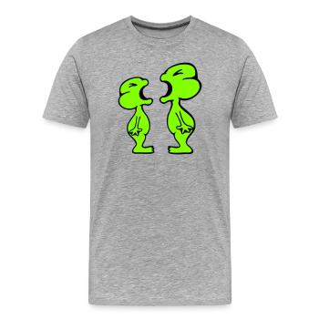 2 grenouilles criant avec colère à une dispute amusante - T-shirt bio Premium Homme - gris chiné - Devant - Damien (186cm)