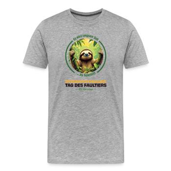 20 octobre – Journée internationale de la paresse - T-shirt bio Premium Homme - gris chiné - Devant - Damien (186cm)