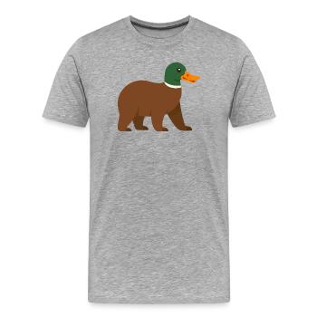 Le canard ours - il a du bec !  - T-shirt bio Premium Homme - gris chiné - Devant - Damien (186cm)